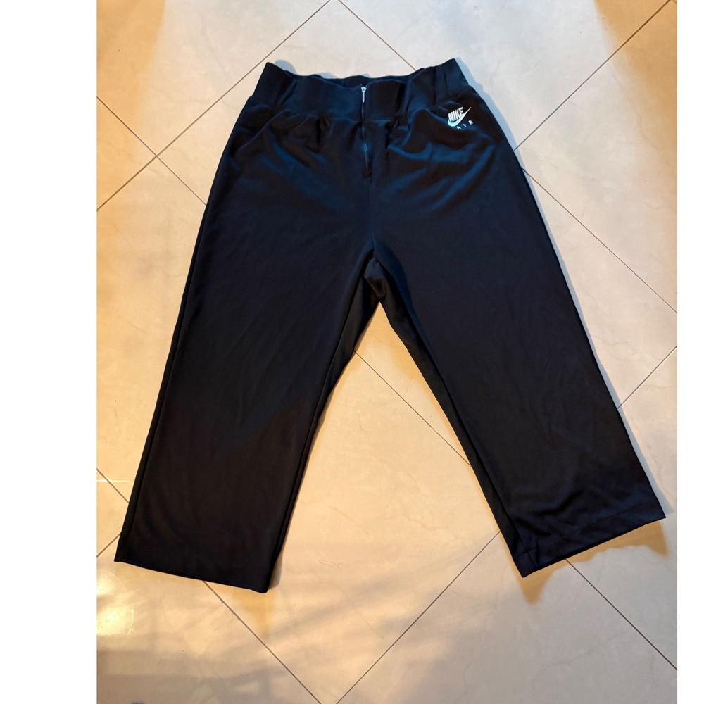 Nike Air Womens Black Wide Leg High Rise Zip Front Athletic Pants Size 1X